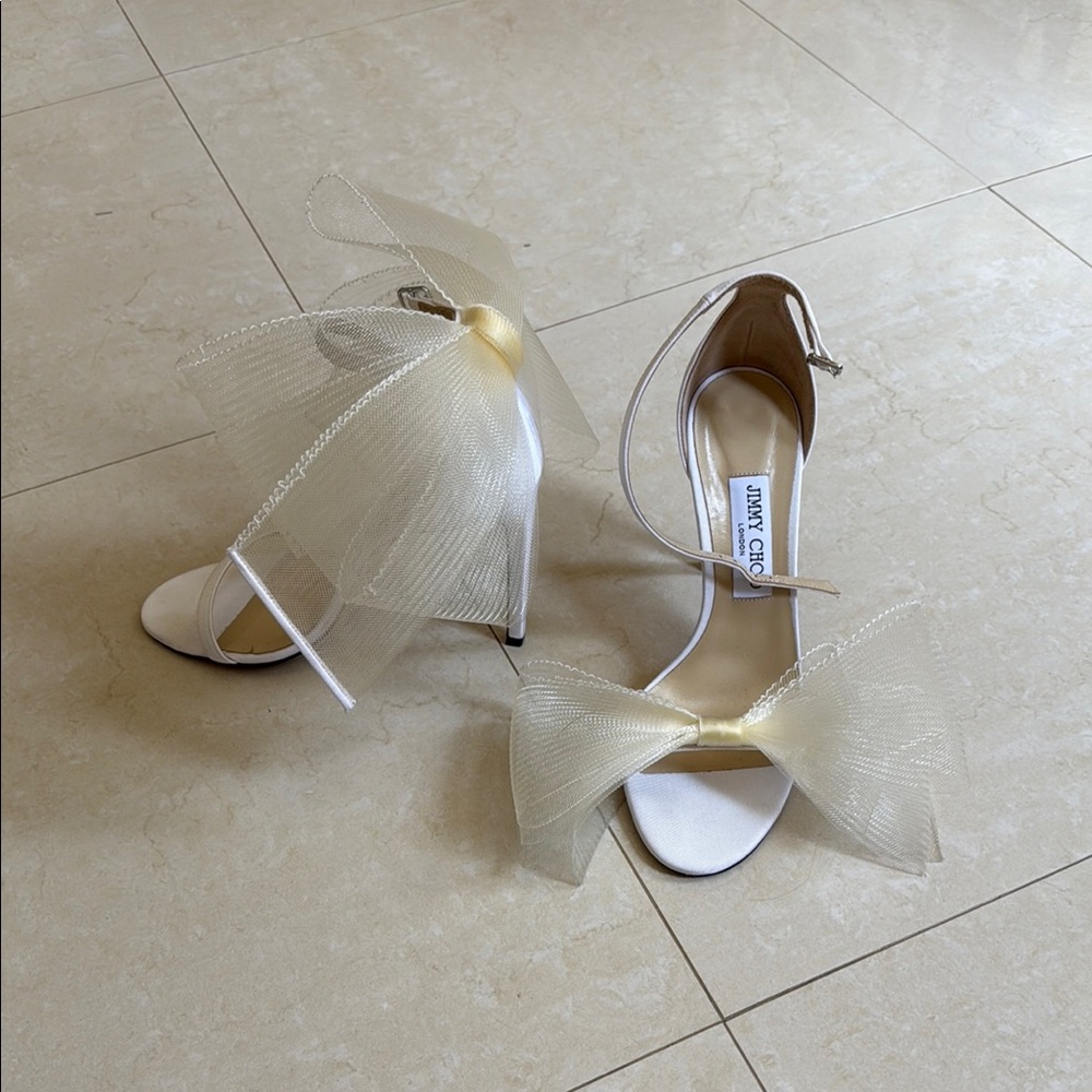 Jimmy Choo White Aveline 100 Heels